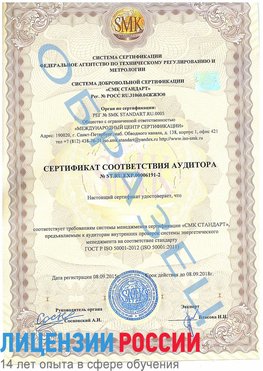 Образец сертификата соответствия аудитора №ST.RU.EXP.00006191-2 Клинцы Сертификат ISO 50001